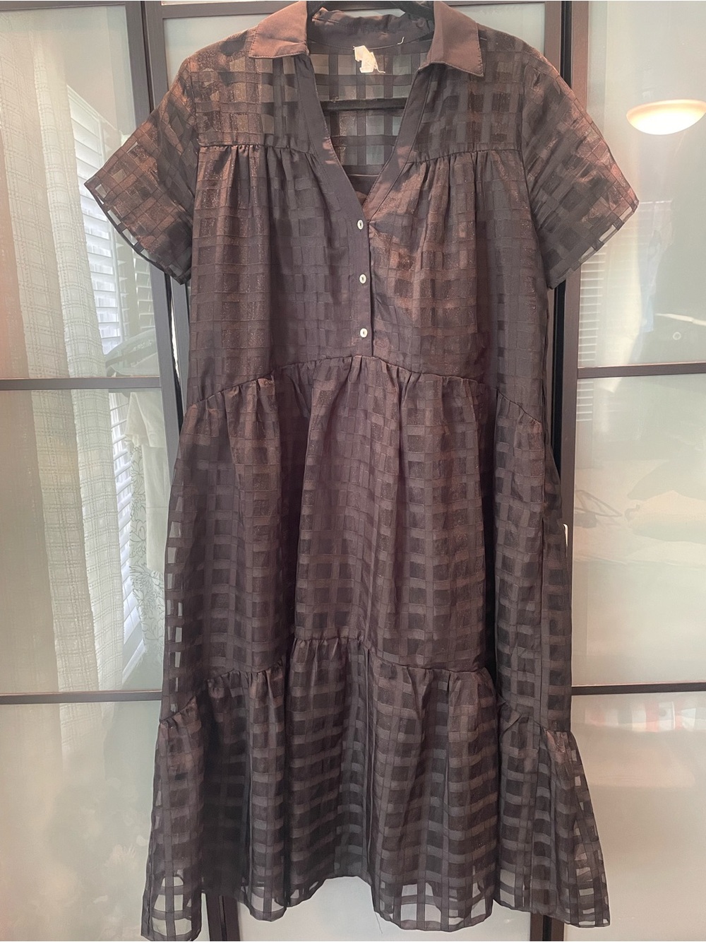 entro Black Checkered Midi Dress